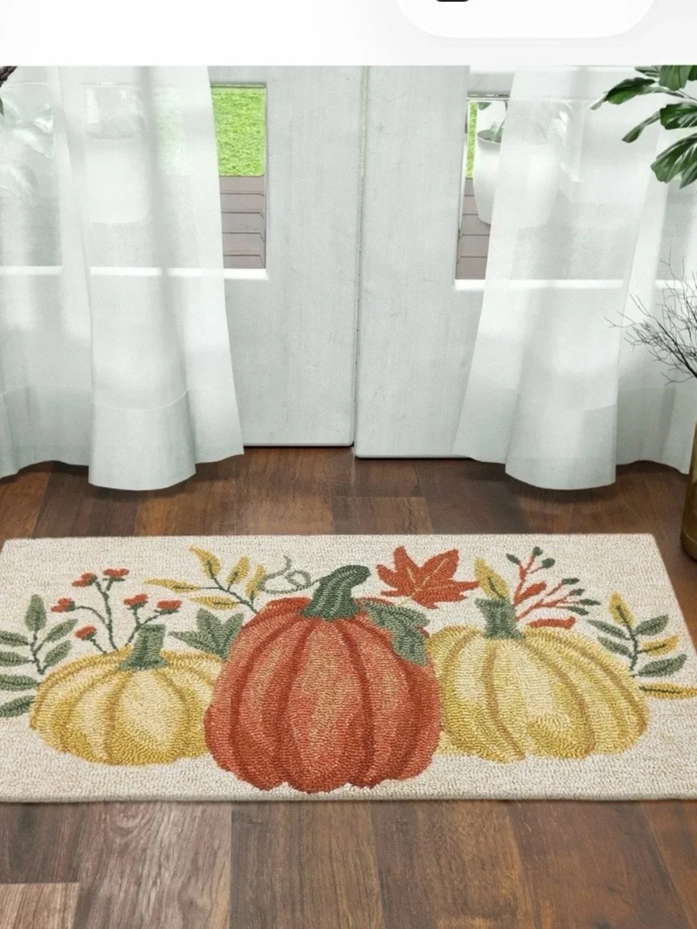 🆕- Fall Harvest Hand Hooked Pumpkin Accent Rug, 22